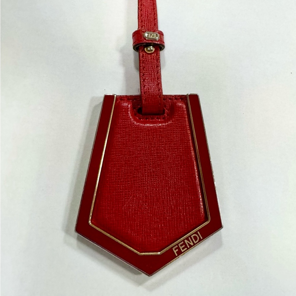 Fendi Bag Charm, Hang Tag, Red and Gold, Authentic